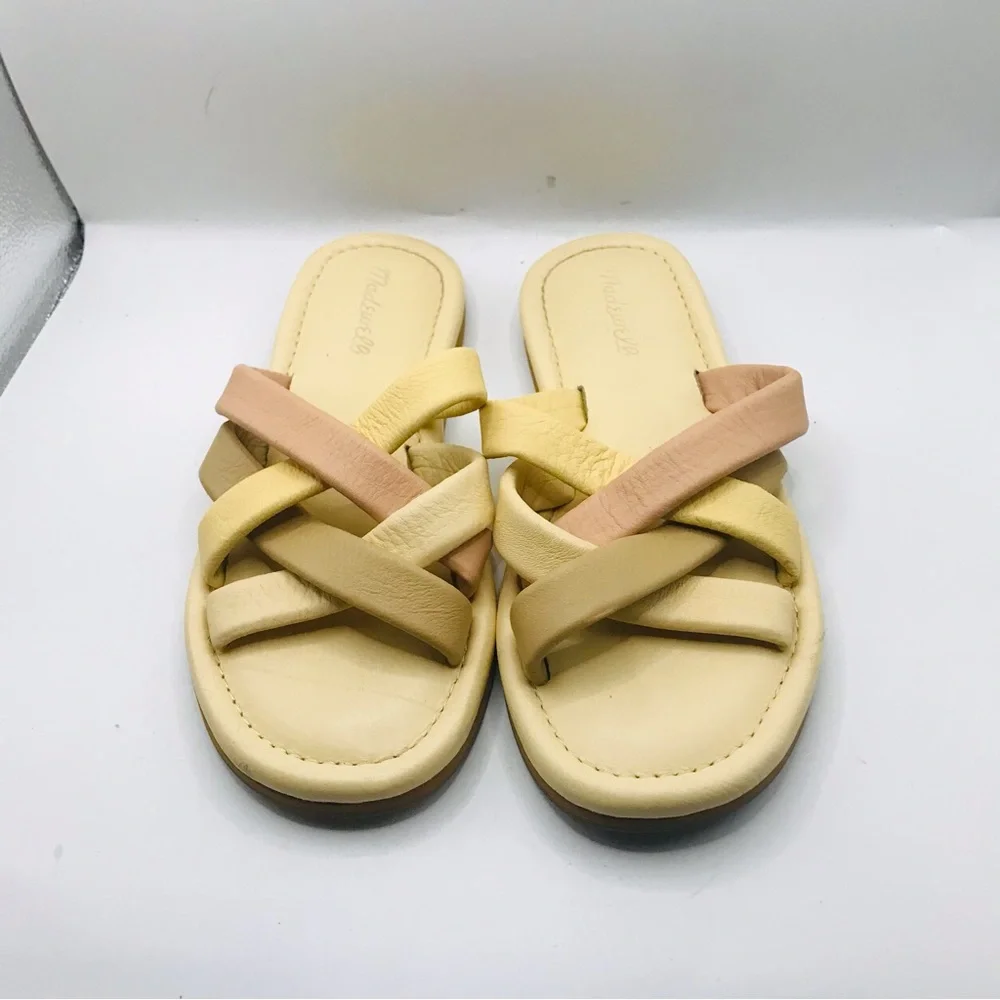Madewell‎ ComfortSlide Women's Cream & Pink Woven Slide Sandals